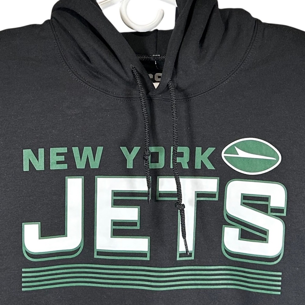 NFL New York Jets Hoodie Mens Large Black Pullover Sweatshirt Brand New